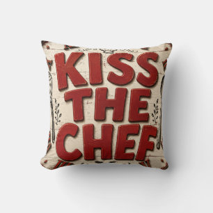 Kiss the Chef Rustic Farmhouse Kitchen Cushion