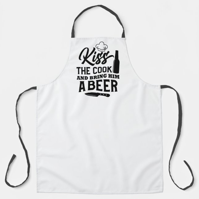 Kiss the Cook and Bring Him a Beer Kitchen Apron (Front)