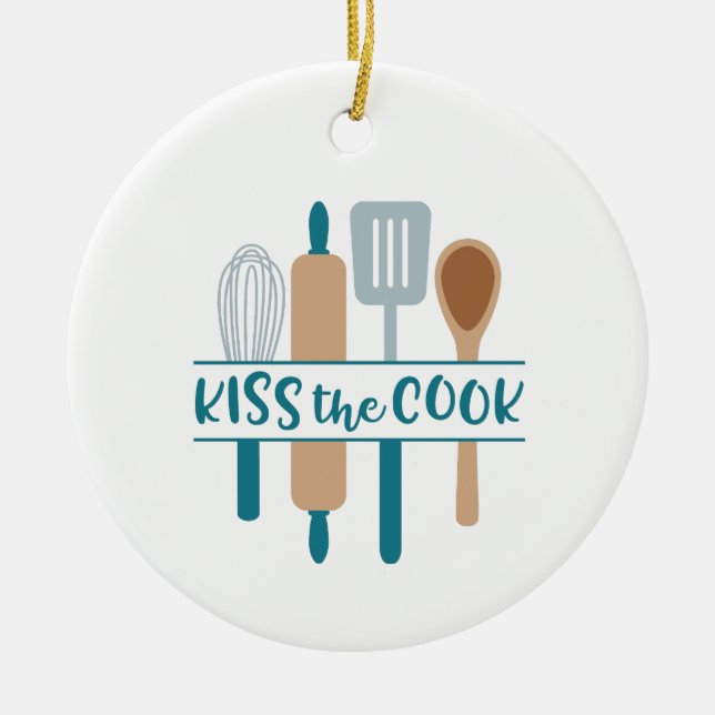 Kiss The Cook Ceramic Tree Decoration (Front)