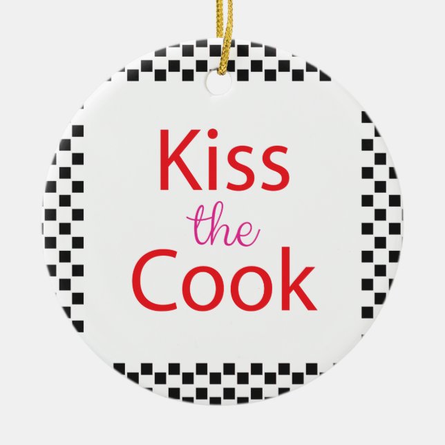 Kiss The Cook Ceramic Tree Decoration (Front)