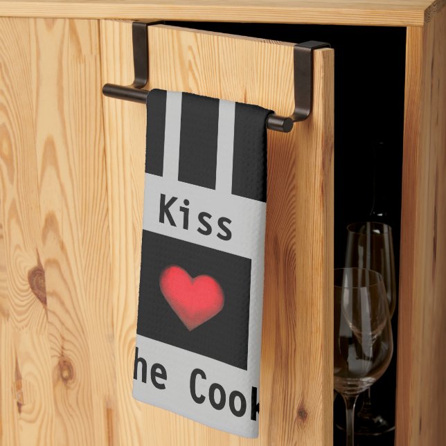 Kiss the Cook Customisable Grey Kitchen Towel (Thirds Fold)