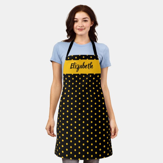 Kiss The Cook Food Chef Kitchen Baker Polka Dots Apron (Worn)