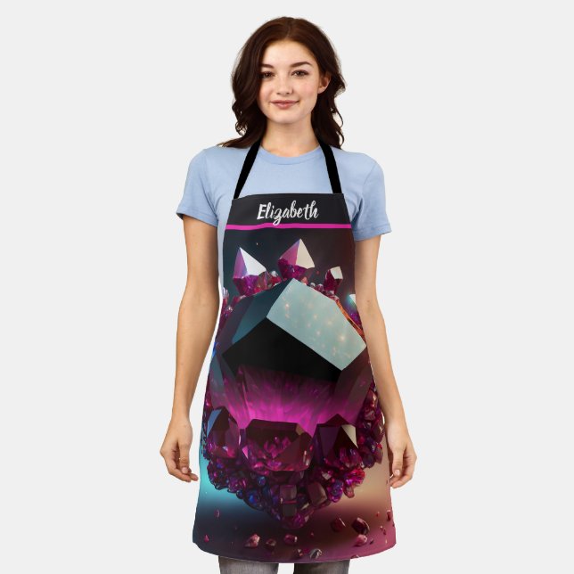 Kiss The Cook Food Chef Kitchen BBQ Baker Crystal Apron (Worn)