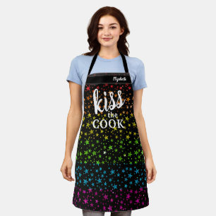 Kiss The Cook Food Chef Kitchen BBQ Baker Glitter Apron