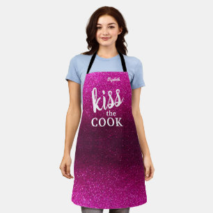 Kiss The Cook Food Chef Kitchen BBQ Baker Glitter Apron