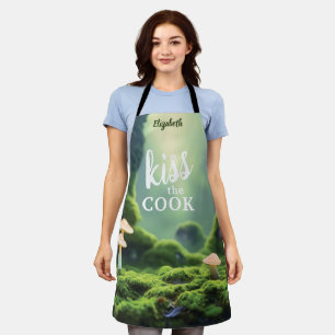 Kiss The Cook Food Chef Kitchen BBQ Baker Mushroom Apron