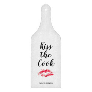 Kiss the Cook Funny Quote Personalised Cutting Board