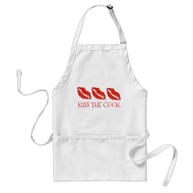 Kiss the Cook Red Lips Love Valentine's Day Standard Apron (Front)
