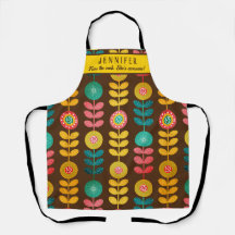 Kiss The Cook Retro Floral Pattern Personalised