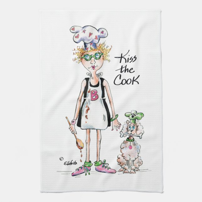 Kiss the Cook, show her your appreciation Tea Towel (Vertical)