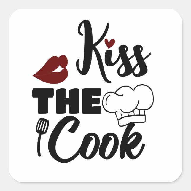 kiss the cook square sticker (Front)