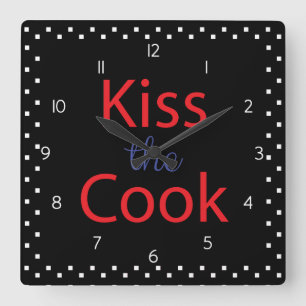 Kiss The Cook Square Wall Clock