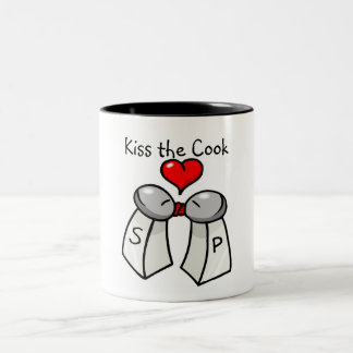 "Kiss the Cook" Two-Tone Coffee Mug