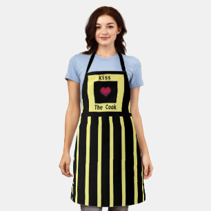Kiss the Cook Yellow & Black Apron (Medium)