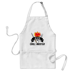 Kiss the Grill Master Flaming Heart Steak BBQ Standard Apron