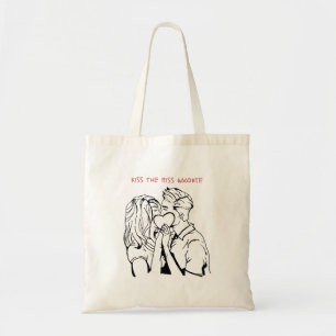 Kiss the Miss Goodbye Bachelorette Design Kissing Tote Bag