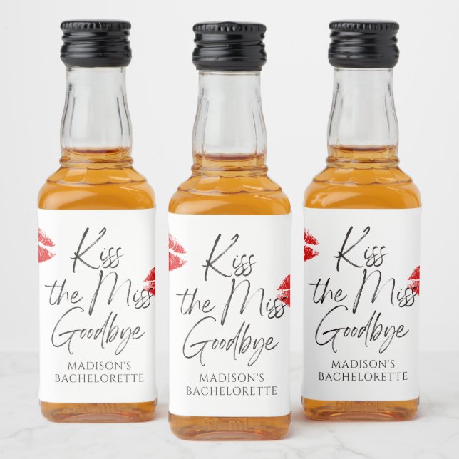 Kiss The Miss Goodbye Bachelorette Liquor Bottle Label (Bottles)