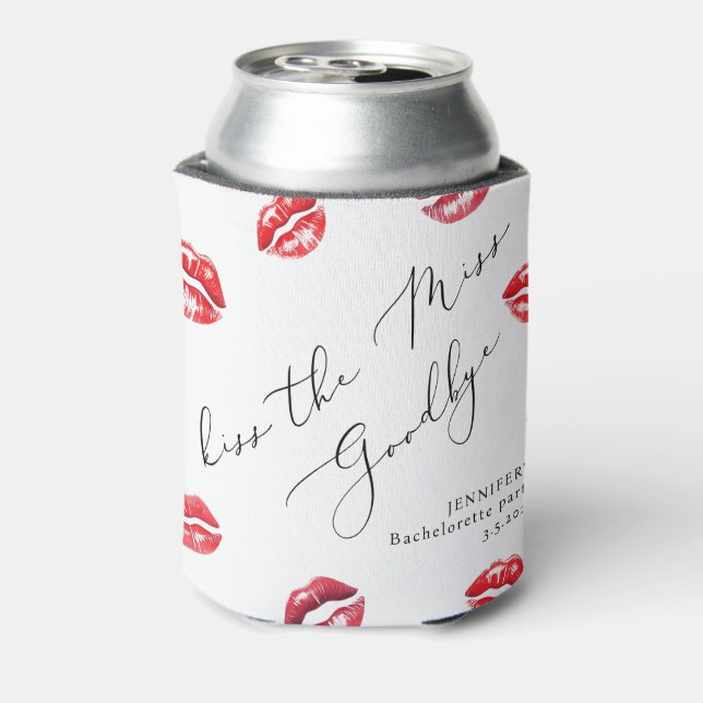Kiss the Miss Goodbye Bachelorette party Can Cooler (Can Back)