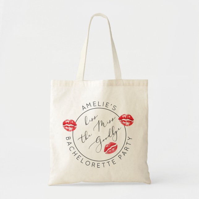 Kiss the Miss Goodbye Bachelorette party Tote Bag (Front)