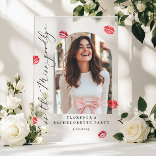 Kiss the Miss Goodbye Bachelorette party Welcome Acrylic Sign