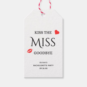 Kiss the Miss Goodbye Bridal Shower Bachelorette  Gift Tags