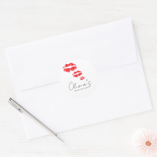 Kiss the miss goodbye bridal shower classic round sticker (Envelope)