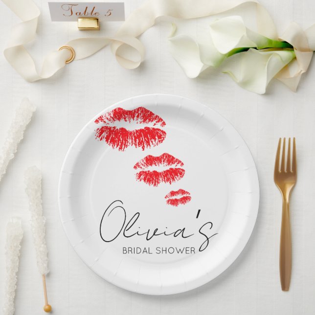 Kiss the miss goodbye bridal shower paper plate (Wedding)