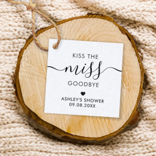 Kiss the Miss Goodbye Bridal Shower Tag, Kraft Favour Tags