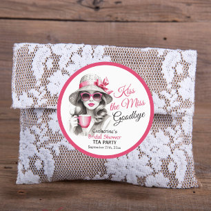 Kiss The Miss Goodbye Bridal Shower Tea Party Classic Round Sticker