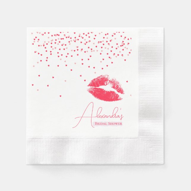 Kiss the Miss Goodbye Party Bridal Shower Napkin (Front)