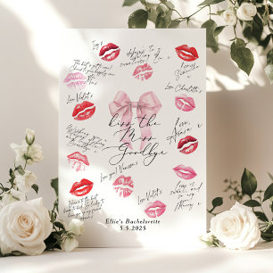 Kiss the Miss Goodbye Pink Bow Bachelorette Poster