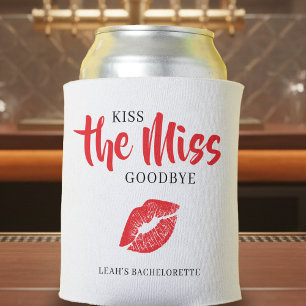 Kiss the Miss Goodbye Red Lip Bachelorette Party Can Cooler