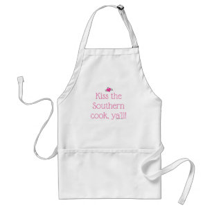 "Kiss the Southern Cook, Ya'll!" - Pink Heart Standard Apron