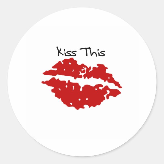 Kiss This Red Lips Classic Round Sticker (Front)