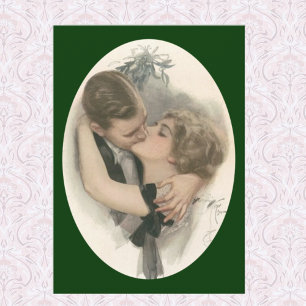Kiss under the mistletoe holiday card