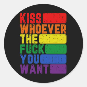 Kiss Wcute Ss Cute Ssver The F You Want Lgbtq Gay  Classic Round Sticker