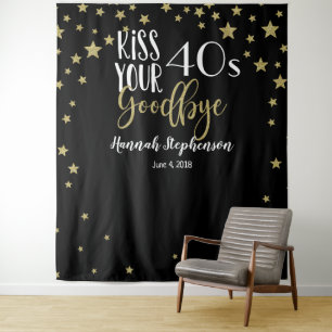 kiss your 40's goodbye photo prop virtual party tapestry