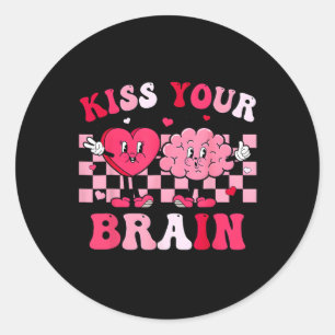 Kiss Your Brain Retro Valentines Day Valentine Tea Classic Round Sticker