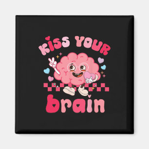 Kiss Your Brain Retro Valentines Day Valentine Tea Magnet