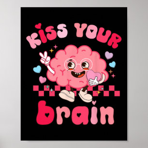 Kiss Your Brain Retro Valentines Day Valentine Tea Poster