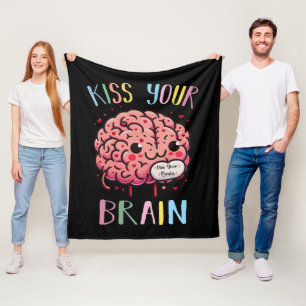 Kiss Your Brain Teacher Fleece Blanket