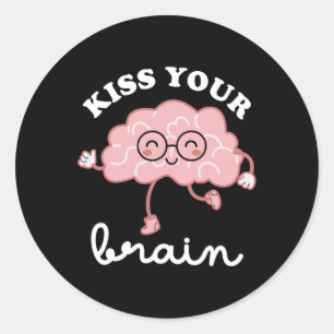 Kiss Your Brain Valentines Funny Test Day Teacher Classic Round Sticker