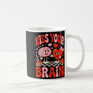 Kiss Your Brain Women Valentine's Day Retro School Coffee Mug