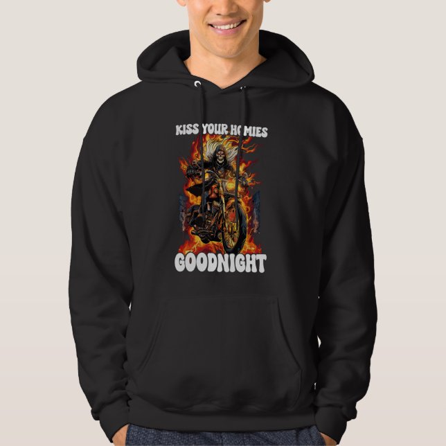 Kiss Your Homies Goodnight Cringe Skeleton Hoodie (Front)