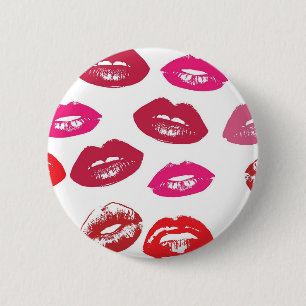 Kissable Lips (Kissing Lips, Red & Pink Lipstick) 6 Cm Round Badge