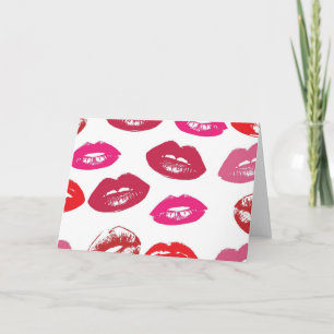 Kissable Lips (Kissing Lips, Red & Pink Lipstick) Card