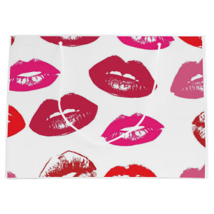 Kissable Lips (Kissing Lips, Red & Pink Lipstick) Large Gift Bag