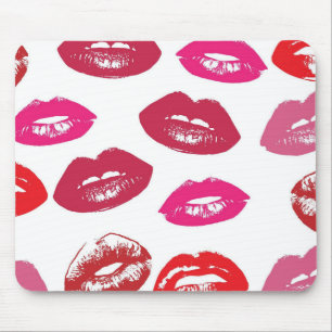 Kissable Lips (Kissing Lips, Red & Pink Lipstick) Mouse Mat