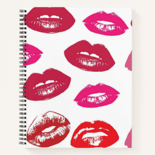Kissable Lips (Kissing Lips, Red & Pink Lipstick) Notebook