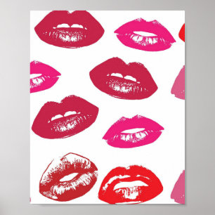Kissable Lips (Kissing Lips, Red & Pink Lipstick) Poster